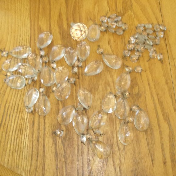 Accents Lot 42 Crystal Chandelier Parts 42 Prisms Ball Plus Lot